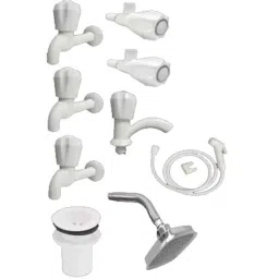 Senkiddpro 9 Pcs PVC &a; ABS White Bathroom Fitting Set-image-33