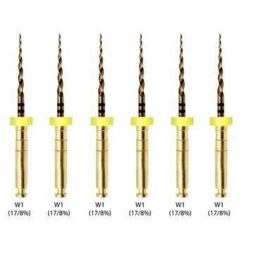 Waldent 6 Pcs W5 (25/4%) 21mm Wal-Flex Gold Rotary Files Set-68