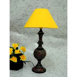 Tucasa Antique Brass Yellow Conical Shade Table Lamp, LG-858-10