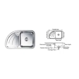 Nirali Ultimo Anti Scratch Finish Kitchen Sink With Left Hand Drain Board, Size: 865x532 mm-image-65