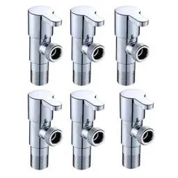 IRIS Brass Chrome Finish Angle Cock Valve for Bathroom &a; Kitchen with Wall Flange (Pack of 6)-image-38