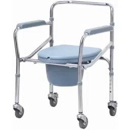 VMS Standard 100kg PVC Multicolor Foldable Manual Commode Wheelchair, VWE-1032-25