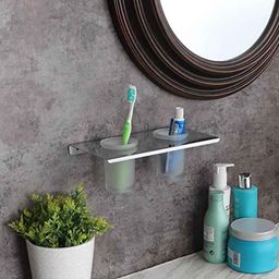 Voltizi Stainless Steel Chrome Finish Duo Glass Wall Mounted Toothbrush Holder, GSSTBH01-DUO-picture-7