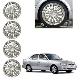 Auto Pearl 4 Pcs 14 inch Silver ABS Press Type Hubcap Wheel Cover Set with Retention Ring for Hyundai Accent-image-90