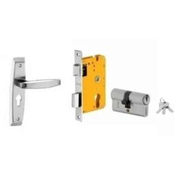 Dorset HL Series Badroli 70mm Stainless Steel Silver Chrome Finish Door Handle Lock Set with Both Side Key Cylinder (Pack of 2)-picture-14