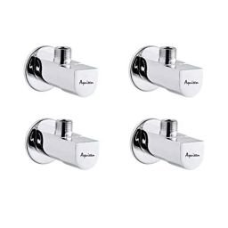 Aquieen Arc Brass Silver Angle Stop Valve with Wall Flange (Pack of 4)-image-2