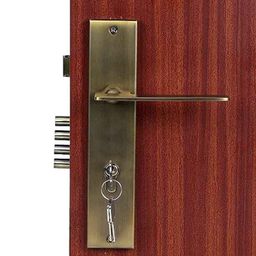 Handle Waala Bentley 10 inch 60mm Stainless Steel Antique Brass Finish Cylindrical Plate Mortise Door Lock Set-image-84