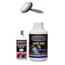 Indopower Ff1024 250ml Leather Shiner, 100g Scratch Remover &a; All Tyre Cleaning Brush Kit, AHh1028-image-93