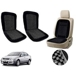 Auto Pearl PU, Velvet &a; Wooden Beads Black Rectangular Seat Cushion for Daewoo Cielo (Pack of 2 )-image-41