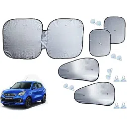 Auto Pearl 5 Pcs Polyester Black &a; Silver Window &a; Front Sun Shade Set for Maruti Suzuki Celerio 2021-picture-16