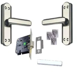generic 5 inch Steel Black Silver Finish Mortise Door Handle with Baby Latch Set-picture-41