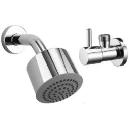 Senkiddpro Stainless Steel Chrome Finish Wall Mounted Angle Cock &a; Round Shower Combo-image-29