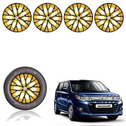 Auto Pearl 13 inch ABS Black &a; Yellow Press Type Car Hub Cap Wheel Cover for Wagon R 2017-picture-27