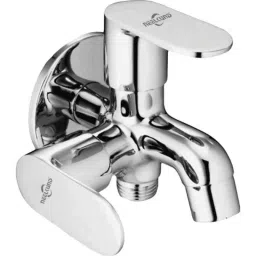 Neelkund Opal Brass Silver Chrome Finish 2 Way Bib Tap with Twin Elbow Valve-image-37