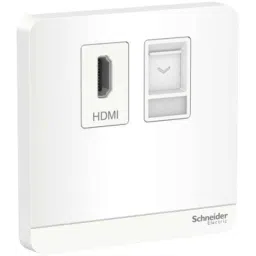 Schneider Electric AvatarOn HDMI &a; RJ45 Cat5e Polycarbonate White Untreated Data Socket, E8332HDRJS5_WE-35