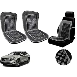 Auto Pearl PU, Velvet &a; Wooden Beads Grey Rectangular Seat Cushion for Mercedes Benz GLA-Class (Pack of 2 )-5