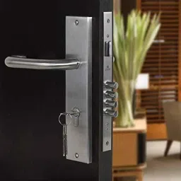 Saze 10 inch Stainless Steel Matt Finish Cylindrical Plate One Side Key Mortise Door Lock Handle Set with 3 Keys, MG-1103-image-65