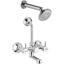 Gold Bell Flora Brass Silver Wall Mounted Chrome Finish 2 in 1 Bathroom Wall Mixer with Overhead Shower, BR81_15-image-77