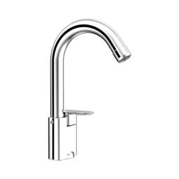RN Amara Collection Brass Chrome Swan Neck Tap with Swivel Spout &a; Flange, RNAMA24G10-image-53