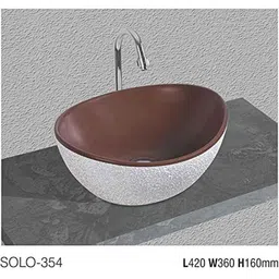 Uken (Solo-354) Imported Luxury European Style Designing Bathroom Sink/Wash Basin/Table Top (Solo-354) Brown,White-image-70