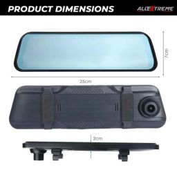 AllExtreme CAS-233 1080p Full HD 9.66 IPS LED Screen Front &a; Rear Reverse View 170 deg Car DVR Dual Dash Camera with Wide Angle Loop &a; Voice Recording G-Sensor Mirror Display image 4