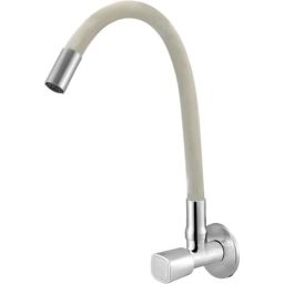 IRIS DIXY Brass Chrome Finish White Flexible Sink Cock-32