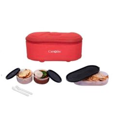 Carrolite 650ml Red &a; Black Plastic Lunchbox, Black_P-09 (Pack of 2)-4