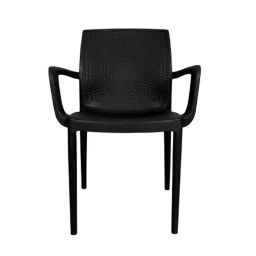 Diya Alpha Black Solid Back Plastic Chair with Arm-image-31