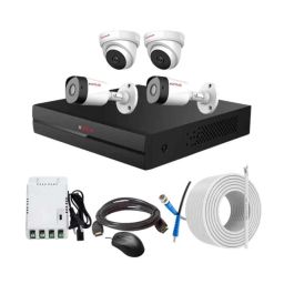 CP Plus 2.4MP Full HD Audio Indoor &a; Outdoor CCTV Combo Kit with 4Ch DVR, 2 Dome 2 Bullet Camera, 4Ch SMPS, 70m Copper Cable &a; Connectors-45