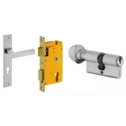 Dorset HL Series Nero 60mm Stainless Steel Door Handle Lock Set with Knob &a; Key (Pack of 4)-picture-46