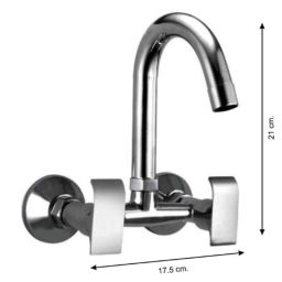 Drizzle Swift 2 Pcs Brass Chrome Finish Silver Sink Mixer Set, ASKMIXSWIFT2 image 2