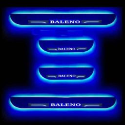Car Accessories Hub 4 Pcs Acrylic Black Sill Scuff Plate Set with Blue LED for Maruti Suzuki Baleno-image-79