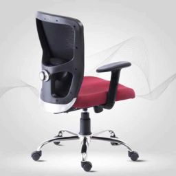 HUMAN METHOD VIBE MB-PRO Medium Back Steel Black &a; Maroon Executive Chair with Adjustable Lumbar Support-27