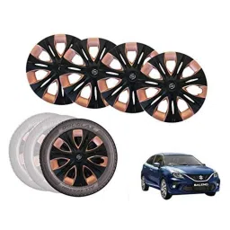 Auto Pearl 4 Pcs 15 inch Black &a; Copper ABS Press Type Hubcap Wheel Cover Set with Retention Ring for Maruti Suzuki Baleno2020-image-33