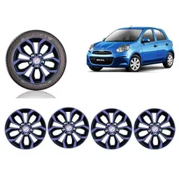 Auto Pearl 4 Pcs 14 inch Violet &a; Black ABS Press Type Hubcap Wheel Cover Set with Retention Ring for Nissan MicraXEModel-picture-19