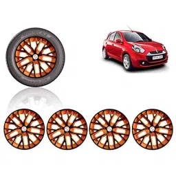 Auto Pearl 4 Pcs 14 inch ABS Black &a; Orange Press Type Fitting Car Wheel Cover Set for Renault Pulse-20