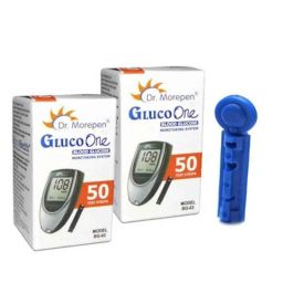 Dr. Morepen Gluco One with 100 Strips"|" BG 03 &a; Euroclix 25 Pcs 30 Gauge Blood Lancet Box-61