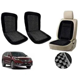 Auto Pearl PU, Velvet &a; Wooden Beads Black Rectangular Seat Cushion for Honda CR-V (Pack of 2 )-picture-31
