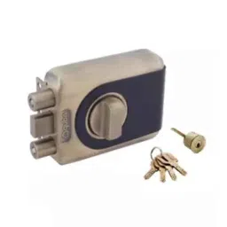 Quba Stainless Steel Antique Brass Finish One Side Key &a; Knob Trident Dead Bolt Rim Lock with Dimple Key, 910.0240.4010-image-59