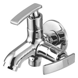 Oleanna DE-15B2IN1BC Desire Brass Silver Chrome Finish 2 in 1 Bib Cock with Wall Flange-image-6
