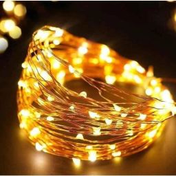 Tucasa 10m Yellow LED Copper Wire String Light with Adapter, DW-400-19