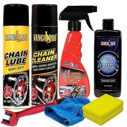 Kangaroo Premium Bike Care Kit with 500ml Chain Lube, 500ml Chain Cleaner, 200ml All-for-One Polish, 200ml Metal Polish, Microfiber Cloth &a; 2 Foam Applicator-21