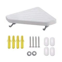 Aquieen Premium 200x200x37mm ABS White Diamond Wall Corner Shelve with Hook-9