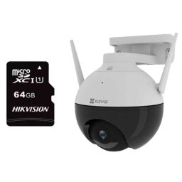 Ezviz C8C Full HD 1080P IP65 White Outdoor Pan/Tilt Camera with Color Night Vision &a; 64GB Memory Card, CS-C8C-35
