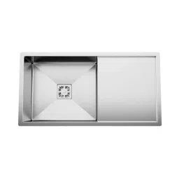 Arquin Diamond 37x18x10 inch Stainless Steel 304 Silver Matt Finish Square Single Bowl Kitchen Sink with Drain Board-image-63