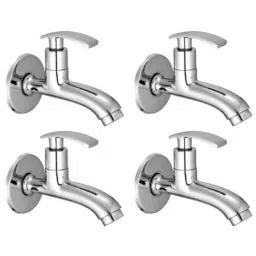 Drizzle Soft 4 Pcs Brass Chrome Finish Silver Long Body Bib Cock Set, ALONGSOFT4-36