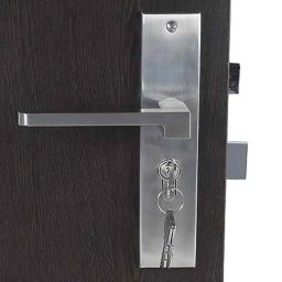 Handle Waala LB306-CYS-BSK 8 inch 60mm Stainless Steel Silver Cylindrical Plate Both Side Key Mortise Door Lock Set-image-74