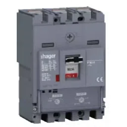 Hager H3+ 25kA 100A P160 Three Pole MCCB with Thermal Magnetic Release, HHS100DR-1