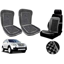 Auto Pearl PU, Velvet &a; Wooden Beads Grey Rectangular Seat Cushion for Chevrolet Captiva (Pack of 2 )-image-70