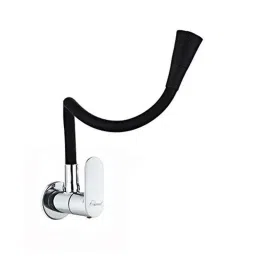 Aquieen Brass Black Chrome Finish Wall Mounted Double Flow Sink Cock with Wall Flange &a; Flexible Spout-picture-35